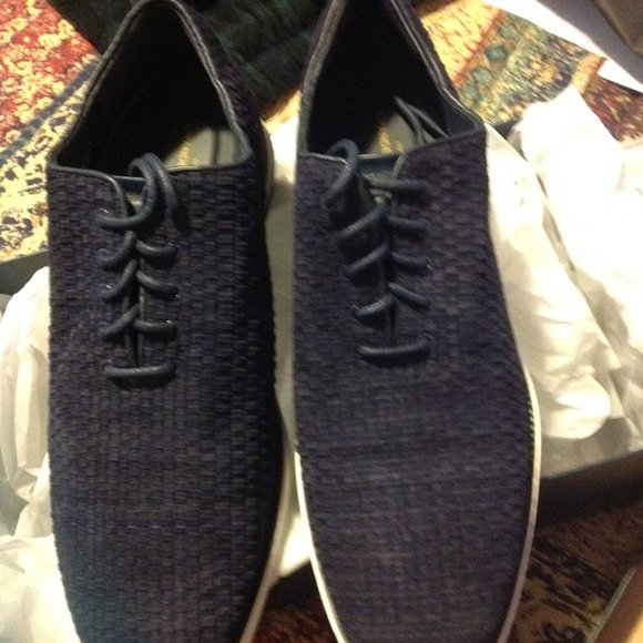 Cole Haan Men's GrandEvolution Woven Navy Suede Oxford Shoes 11.5M - New in Box